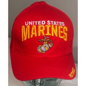 U.S. Marines Retired Embroidered Bold Tactic Red Hat Cap  Adjustable Military